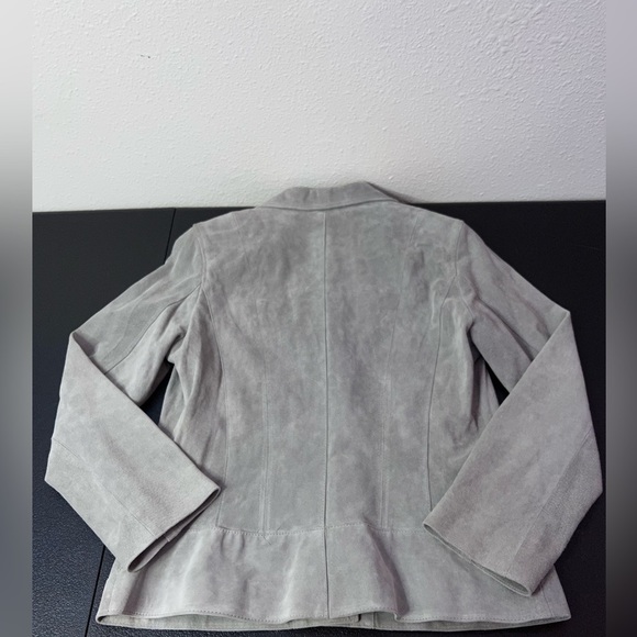 I. E. Gray Suede Leather Blazer - Picture 6 of 9